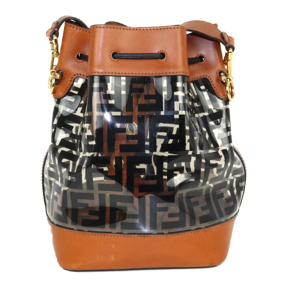 Fendi Clear Bag Montresor Drawstring Brown Shoulder Skeleton Black
